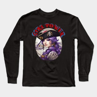 Girl power, purple pirate wench Long Sleeve T-Shirt